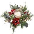 thumbnail image 4 of HomelyJoy Artificial Poinsettia Wreath with Golden Berries, Christmas Candle Holder Ring Centerpiece for Xmas Party, Home Table, Ready to Use Holiday Decor, Festive Fireplace & Wall Wreaths, 4 of 8
