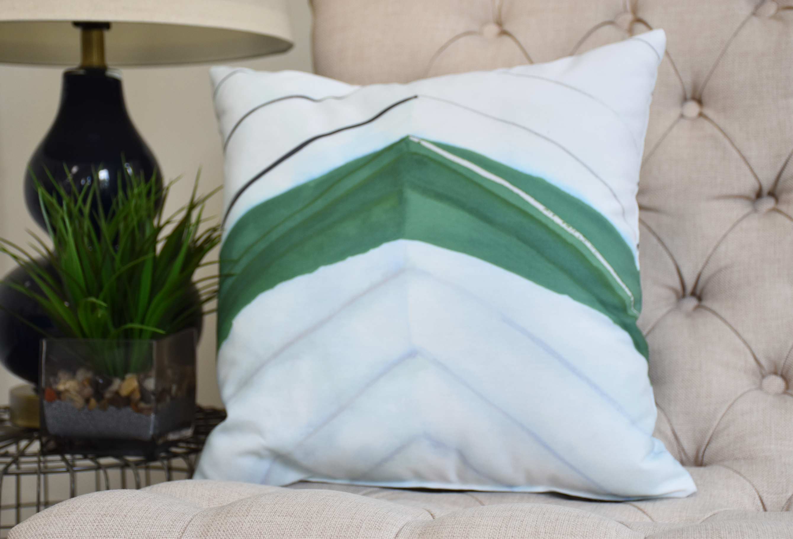 Simply Daisy, 20 x 20 inch, Boat Bow Center, Geometric Print Pillow, Green