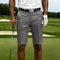 thumbnail image 2 of GrmtClth Mens Loose Shorts Casual Solid Color Wrinkle‑free Straight Leg Golf Shorts Flat Front Summer Daily Leisure Business Outfit Gray 29, 2 of 5