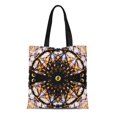 thumbnail image 1 of JSDART Canvas Tote Bag Orange Modern Abstract Mandala Urban Graffiti Black Shapes Paint Reusable Handbag Shoulder Grocery Shopping Bags, 1 of 1