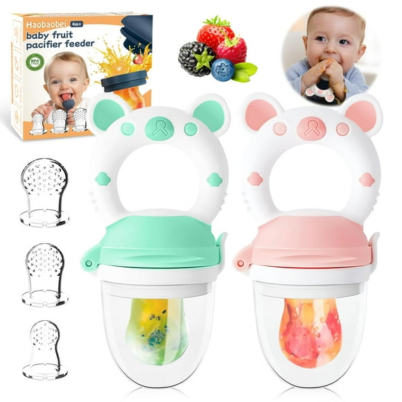 Set de 2 alimentadores de frutas para bebés HAOBAOBEI de silicona sin BPA