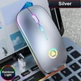 thumbnail image 3 of Ratón inalámbrico recargable con modo dual para computadora portátil con retroiluminación LED, clic silencioso y óptico B-gris, 3 of 9