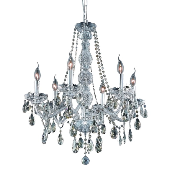 Verona 6 light Chrome Chandelier Golden Teak (Smoky) Royal Cut Crystal