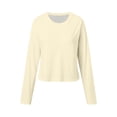 thumbnail image 4 of SNKSDGM Hauts à Manches Longues pour Femmes 2026 Hauts d'Entraînement à Manches Longues pour Femmes Grande Taille Mode Femmes Décontracté Uni Col Rond T-Shirt Court à Manches Longues Haut m, 4 of 5