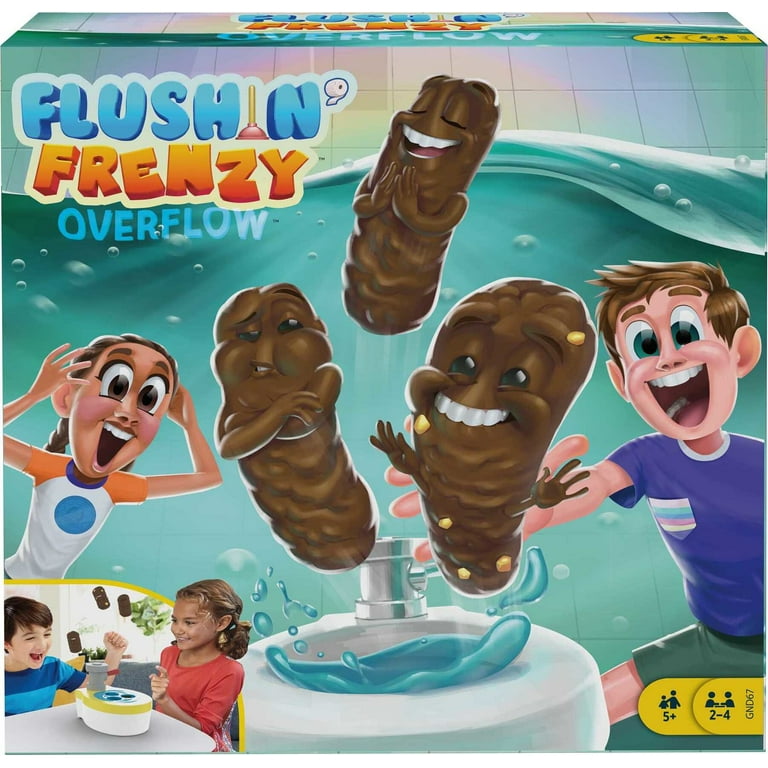 Flushin' Frenzy Overflow Kids Game for Game Night with 3 Pieces of Poop for  5 Year Olds & up 