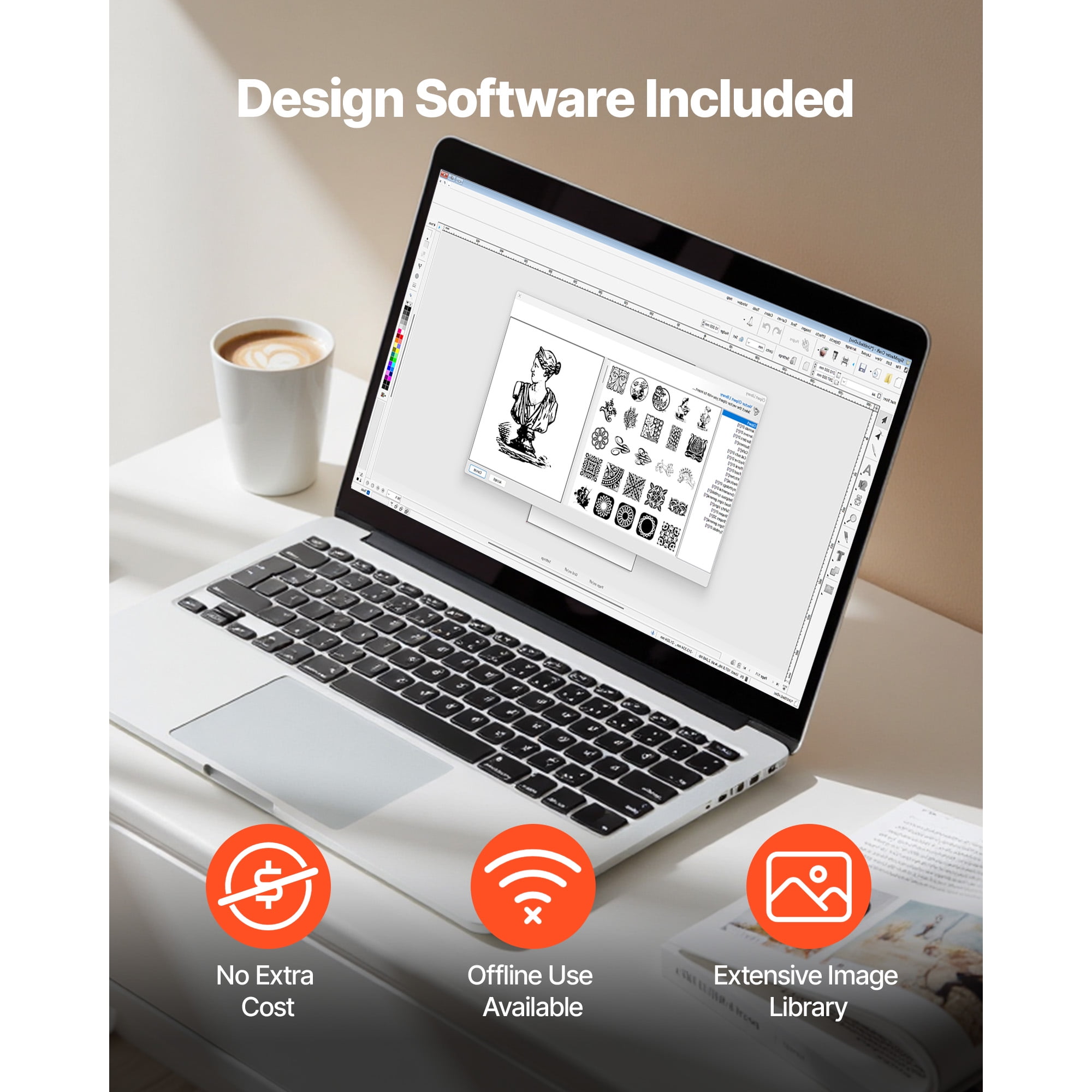 KFFKFF Automatic Edge Detection Vinyl Cutter Machine with Dual Blade Options, Design Software, and Materials, Supports Various File Formats for Personalized DIY Projects