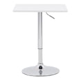 thumbnail image 3 of CorLiving Maya Square Engineered Wood Top Adjustable Height Swivel Bar Table with Metal Pedestal Base, Chrome/White, 3 of 10