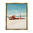 thumbnail image 3 of Stupell Industries Beach Babe Lounging Coastal Ocean Shoreline Graphic Art Metallic Gold Floating Framed Canvas Print Wall Art, Design by Amelia Noyes, 3 of 5