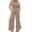 Khaki, variant on qolati Women's Two Piece Outfit Plus Size Short Sleeve Crew Neck T Shirts with Wide Leg Pants Active Tracksuit Lounge Set