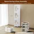 thumbnail image 2 of Slim Kitchen Pantry Storage Cabinet with Doors and Shelves, 3-Tiers Plastic Narrow Storage Organizer Collapsible for Small Spaces, Bathroom, Living Room, Bedroom, White, 2 of 13