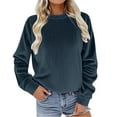 thumbnail image 2 of VISALY Pullover Crewneck Sweatshirt Tunic Sweatshirt Autumn Winter Casual Sport Solid Pullover Tops Long Sleeve Crewneck Oversized Sweatshirts Comfy Sweaters Sweatshirt Thick Sweatshirts Dark Blue Xxl, 2 of 9