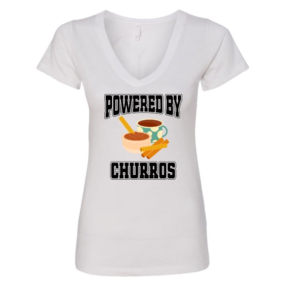 Inktastic Powered by Churros and Chocolate Women's V-Neck T-Shirt