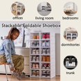 thumbnail image 3 of Shoe Organizer, Shoe Storage Cabinet Boxes Clear Plastic Stackable Collapsible Shoe Racks No Installation White (3 Tier), 3 of 8