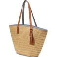 thumbnail image 3 of Kukuzhu Straw Bag Round Summer Straw Large Woven Beach Bag Purse For Women Vocation Tote Handbags With Pom Poms, 3 of 7