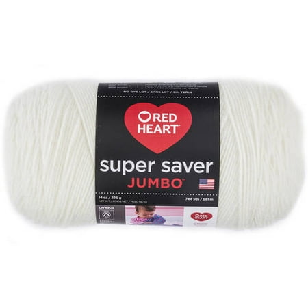 Red Heart Super Saver Acrylic Jumbo Soft White Yarn, 1 Each