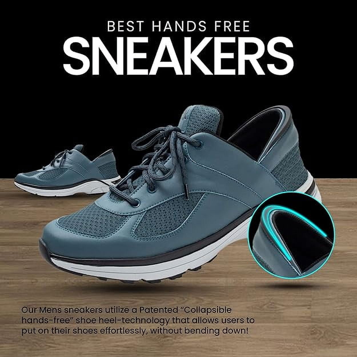 ZEBA Hands-free Slip On Shoes Comfort Athletic Walking Sneakers Teal Size 8 Amazon.com | ZEBA Hands Free Slip on Sneakers for Men - Step  main image 3