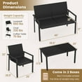 thumbnail image 3 of Gymax 4 PCS Patio Furniture Set Heavy Duty Galvanized Metal Frame Wicker Table Black, 3 of 10