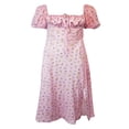 thumbnail image 4 of Women Ruffle Short Sleeve Square Neck Boho Floral Midi Dress Flowy A Line Long Dress, 4 of 6