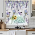 thumbnail image 6 of Purple Flowers Swag Valances for Windows, Kitchen Window Curtains Over Sink, Weeping Spring Floral Bicycle Wooden Window Treatment Curtains for Living Room/Bedroom Curtains 2 Panel Sets 36"x45", 6 of 8