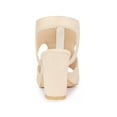 thumbnail image 2 of BLISSFUL STEP Women's Heels Front Zipped Slingback Chunky Heel Sandals Beige 10, 2 of 6
