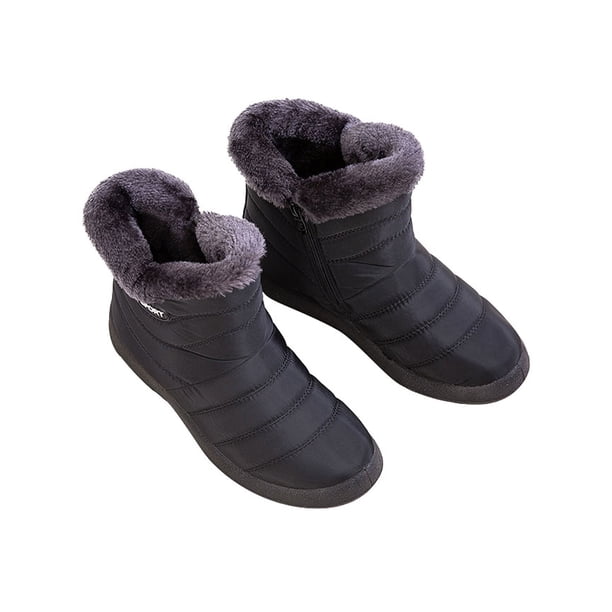 flat slip on bootie warm lining ankle snow boots