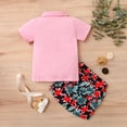 thumbnail image 4 of 5T Kids Boy Clothes Little Boy 2PCS Outfits Short Sleeve Lapel Shirt Tops Floral Shorts Set 5-6 Years Summer Outfits Pink, 4 of 8