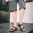 thumbnail image 3 of Men's Open Toe Slip on Sandals, Spring Summer and Autumn, Outdoor Anti-Skid Beach Sandals with Microfiber Leather Uppers for Outdoor Walking-39 Shoes for Men Boys, 3 of 8