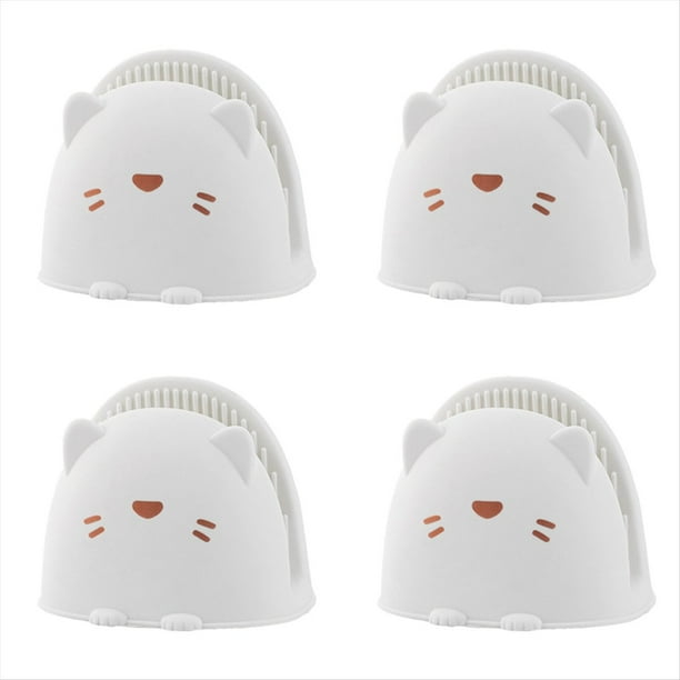 4PCS Heat Resistan Guantes de Cocina de Silicona Guantes de Horno Antideslizantes Guantes de Horno Cattoon Forma Guantes para Hornear Aislados B