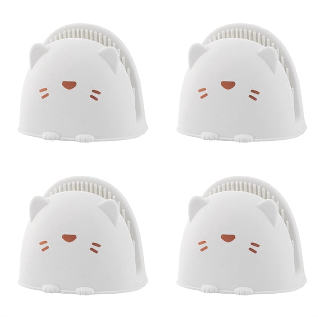 4PCS Heat Resistan Guantes de Cocina de Silicona Guantes de Horno Antideslizantes Guantes de Horno Cattoon Forma Guantes para Hornear Aislados B