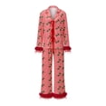 thumbnail image 3 of AIGUR Mom and Me Matching Christmas Pajamas Long Sleeve Leaf Print Shirt + Pants Set Sleepwear, 3 of 10