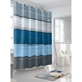 thumbnail image 3 of Coastal Style Shower Curtain, Vintage Blue Grey Stripe Wood Texture Waterproof Shower Curtain Set with 12 Hooks Lightweight Washable Fabric Shower Curtains for Bathroom 72x72 Inches, 3 of 6