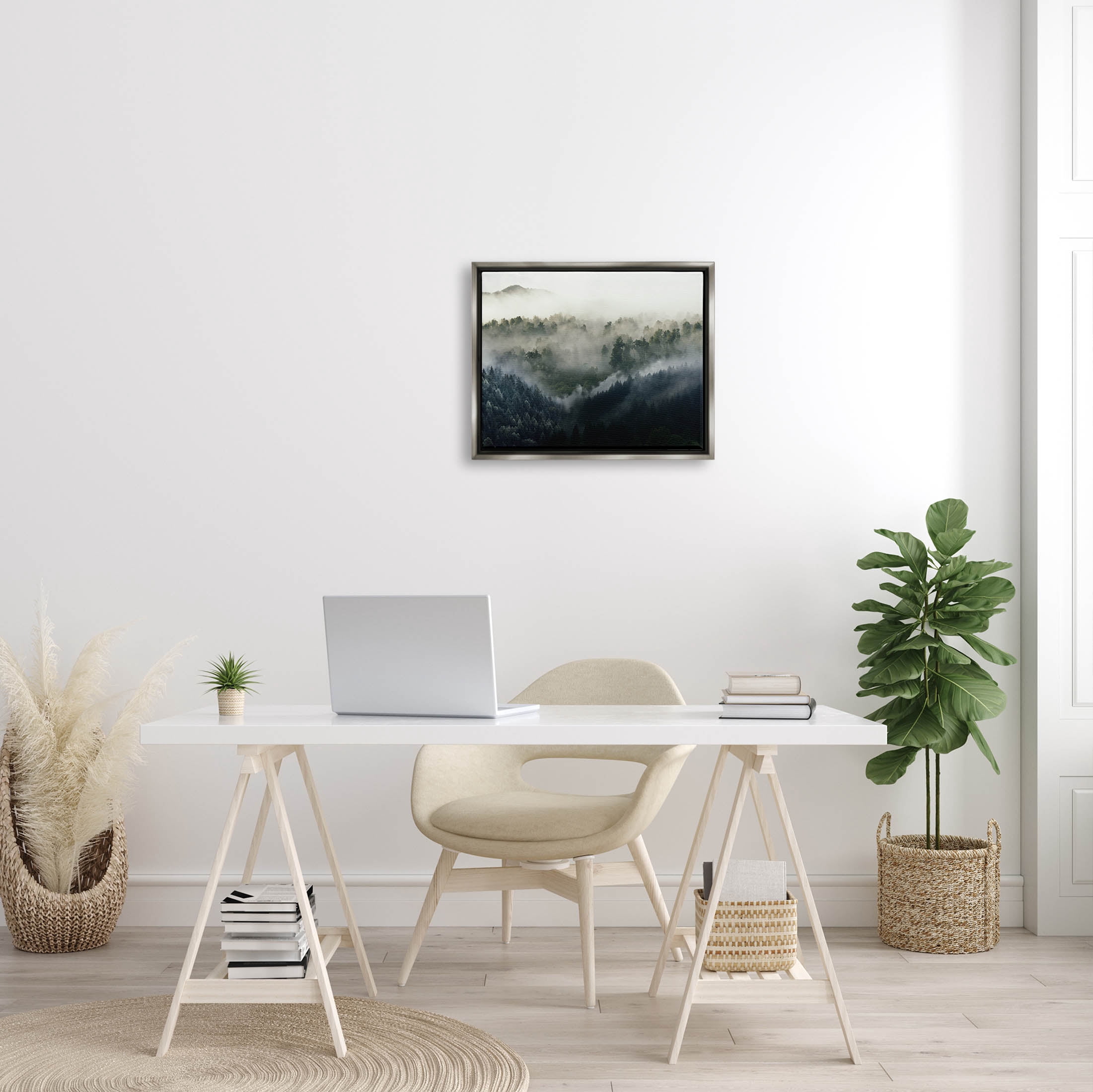 Stupell Industries Foggy Green Mountain Peaks Photograph Luster Gray Floating Framed Canvas Print Wall Art, Design by Ziwei Li