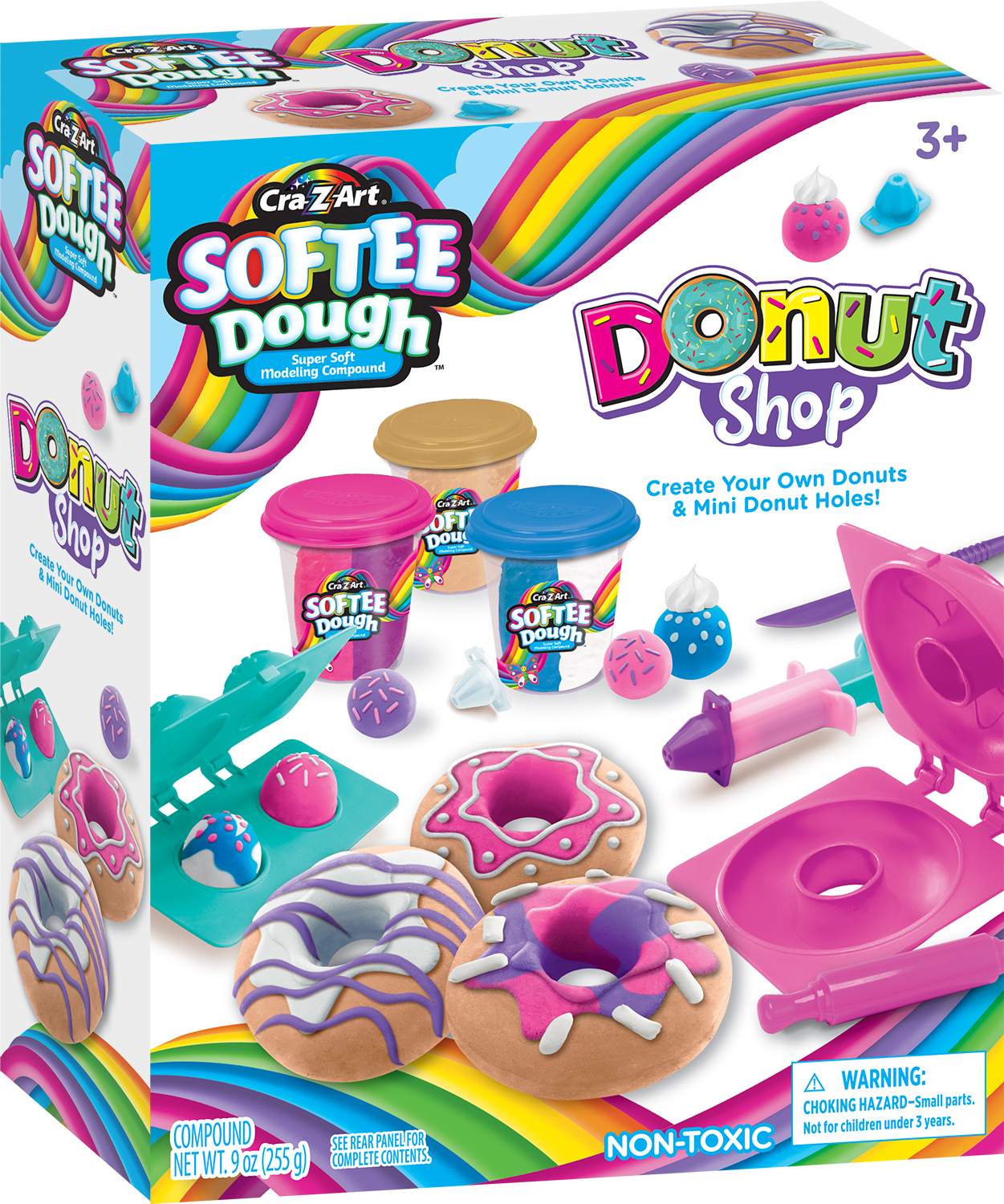 Cra-Z-Art Softee Dough Donut Maker Kit Pink, Blue & Yellow Dough - image 5 of 8