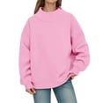 thumbnail image 2 of Pink Sweatshirt for Women Mock Neck Sweatshirt Women Fall Fashion Oversized Turtleneck Pullover Fleece Long Sleeve Sweatshirts Tops, 2 of 6