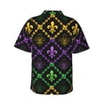 thumbnail image 3 of Balery Mardi Gra Geometric Print Men's Hawaiian Shirts Short Sleeve Beach Shirt Relaxed Fit Vacation Button Down Shirts-Large, 3 of 9