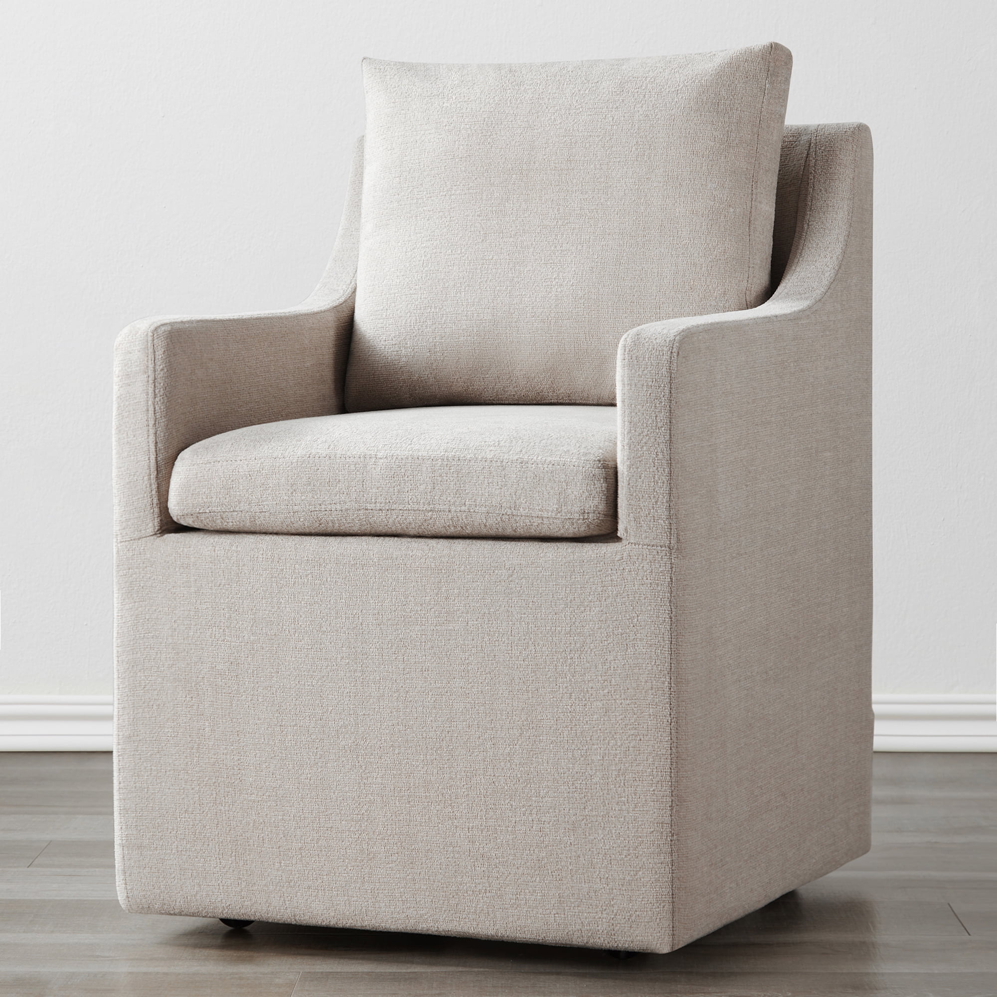 Spruce & Spring Upholstered Dining Chair with Hidden Casters, Removable Slipcover and Under-Seat Storage, Single, Beige