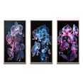 thumbnail image 2 of Designart "Fluorescent Orchid Blooming in Purple and Blue I" Floral Orchid Framed Wall Art Set Of 3 - Blue Traditional Frame Canvas Set For Living Room Decor, 2 of 6