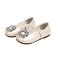 thumbnail image 3 of Viluyesy Girls Princess Dress Shoes With Rhinestones - Rubber Soft Sole Mary Jane Flats Spring Fall School Party Wedding Beige Size 13.5, 3 of 8
