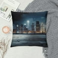 thumbnail image 2 of GOSMITH  Landscape Throw Pillow Cushion Cover, Asia China Hong Kong City Skyline View at Blue Night Towers and Skyscapers Photo, Decorative Square Accent Pillow Case, 2 of 5
