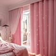 thumbnail image 3 of Bailu 2 Panels Stars Blackout Curtains for Bedroom Girls Kids Baby Window Curtain Double Layer Star Cut Out Aesthetic Living Room Decor Wall Home Decorations Curtain,W52 x L72 Inches,Pink, 3 of 7