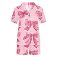 thumbnail image 5 of Yufatyle Summer Pajamas for Women, Valentine's Day Gift 2PC Shorts Set Short Sleeve Button Down Sleepwear Soft Homewear Pink S, 5 of 5