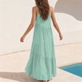 thumbnail image 6 of YueHuiYing Women's Summer Sleeveless Halter Midi Maxi Dress Casual Loose Fit Pleated Tiered Flowy Beach Vacation Long Sundress, 6 of 9
