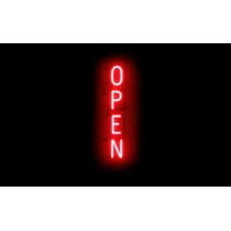 SpellBrite VERTICAL OPEN LED Sign for Business. 6.0" x 32.5" Red VERTICAL OPEN Sign Has Neon Sign Look With Energy Efficient LED Light Source. Visible from 500  Feet, 8 Animation Settings.