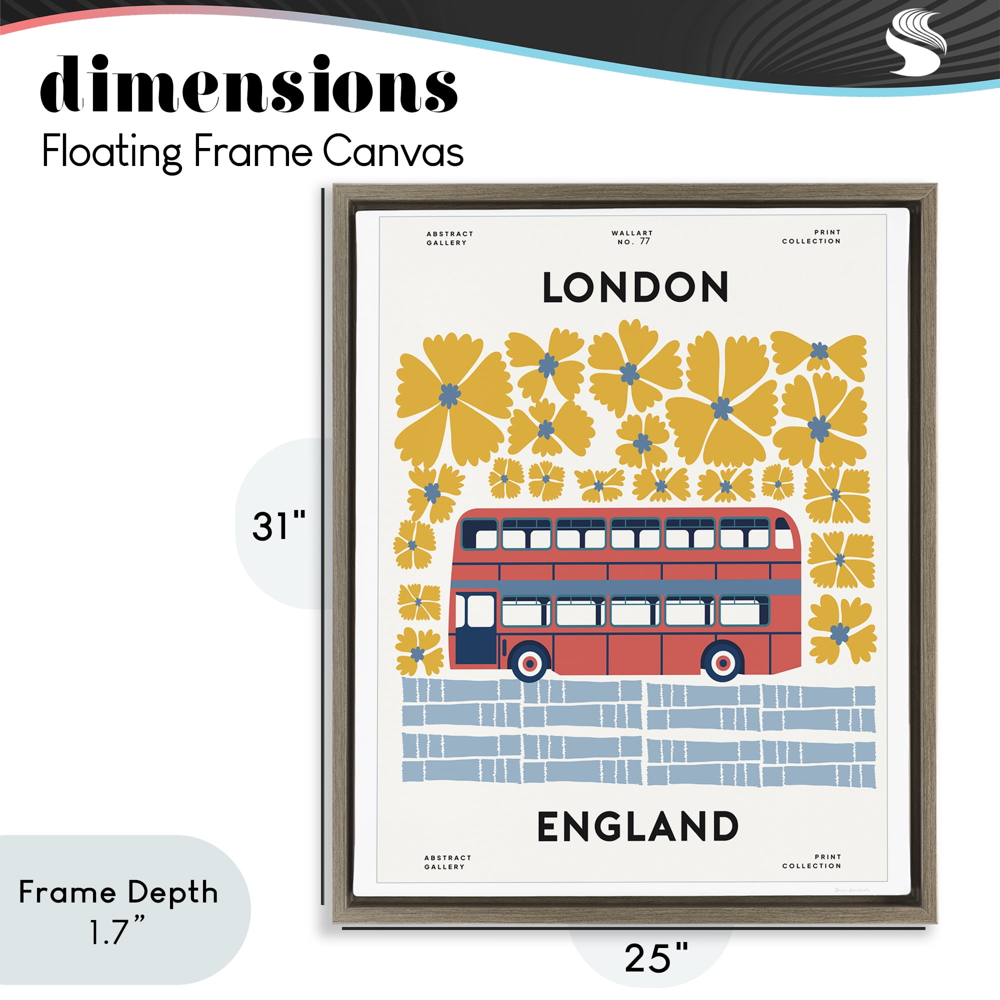 Stupell Industries Groovy London Bus Brown Framed Floater Canvas Wall Art, design by Omar Escalante