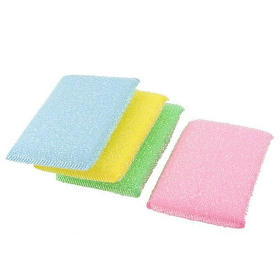 4 Pack Kitchen Dish Washing Colorful Sponge Padded Cleaning Scrubbing Pads