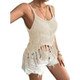 thumbnail image 2 of Women'S Fringe Camis Western Cowgirl Tassel Tank Tops Sleeveless V-Neck Crochet Top Spaghetti Straps Vest S, 2 of 10