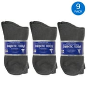 Diabetic Socks Men's & Women Crew Style Physicians Approved Socks, 9 Pairs, (Charchol Gray, 9-11)