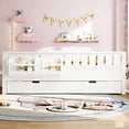 thumbnail image 2 of Bellemave Full Bed with Trundle and Small Stairs, Full Size Platform Bed Frame with Rail and Bookshelf, Wooden Montessori Floor Bed No Box Spring Needed,White, 2 of 7