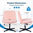 thumbnail image 7 of JOINSUN Armless Criss Cross Legged Office Chair, Desk Chair No Wheels, Teddy Fabric, Pink, 7 of 7
