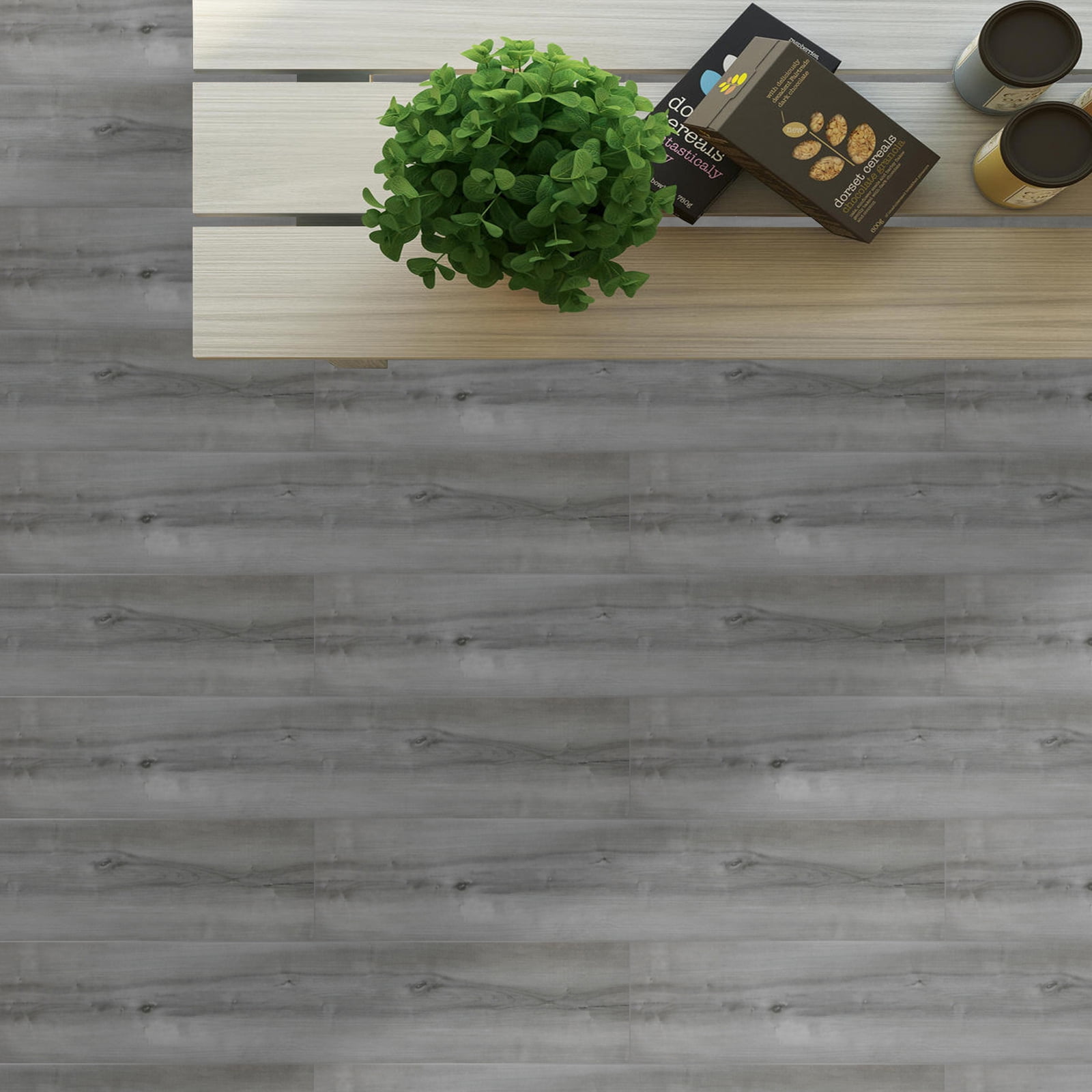 UMIGGEE Gray Peel and Stick Flooring 35" x 6" 20 Pieces/Pack Vinyl Wood-Look Flooring Tiles Self-Adhesive Vinyl Flooring Easy to Install for Kitchen Living Room (Cover 29 Sq. Ft)